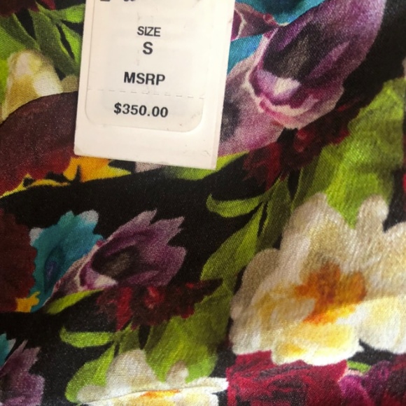 Alice + Olivia Multicolored Silk Kaleidoscopic Floral Print Shir - Picture 8 of 8